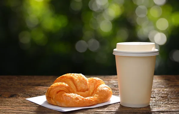 Picture coffee, Breakfast, morning, Cup, hot, coffee cup, good morning, breakfast, croissant