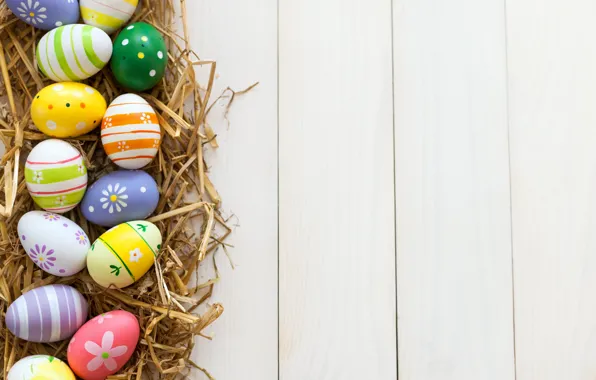 Picture colorful, Easter, happy, wood, spring, Easter, eggs, holiday, the painted eggs