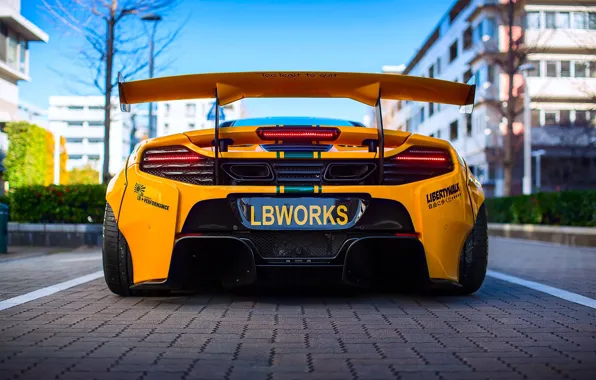 Picture the city, tuning, McLaren, rear view, Liberty Walk, 650S, LBW, 641hp 3.8L V8