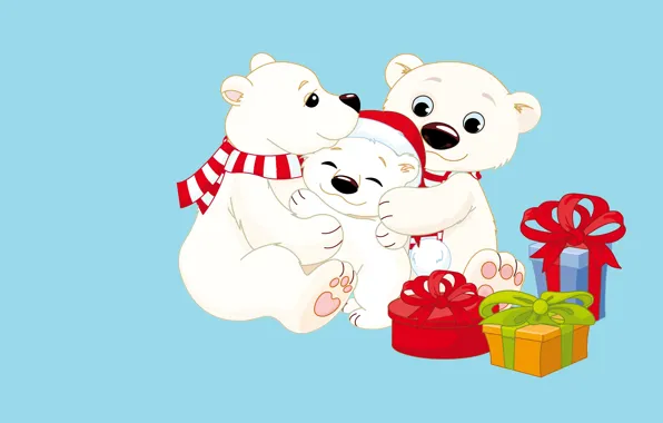 Picture mood, holiday, gift, new year, vector, family, art, bear, mom, cap, dad, children's, Mishutka