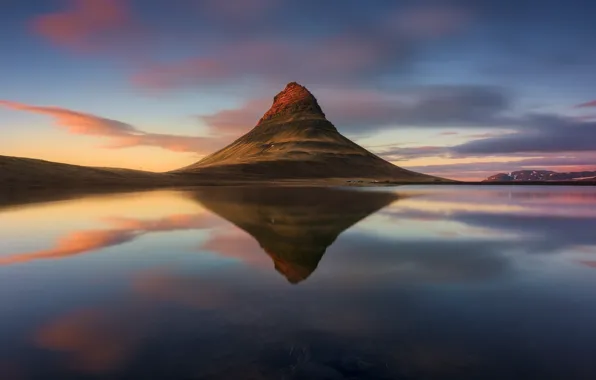 Picture clouds, the evening, Iceland, mountain Kirkjufell