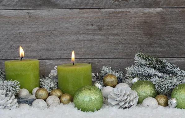 Picture snow, balls, candles, New Year, Christmas, merry christmas, decoration, xmas, holiday celebration