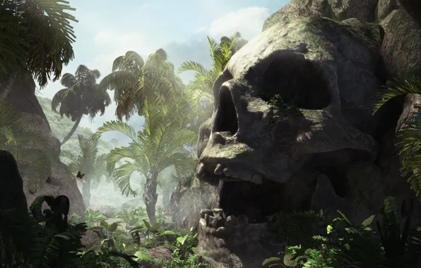 Picture vegetation, skull, The giant skull