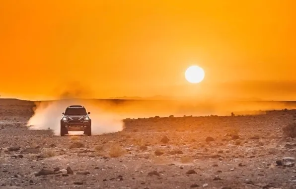 Picture Sunset, The sun, The sky, Sand, Mini, Mountains, Dust, Sport, Desert, Speed, Race, Hills, Heat, …