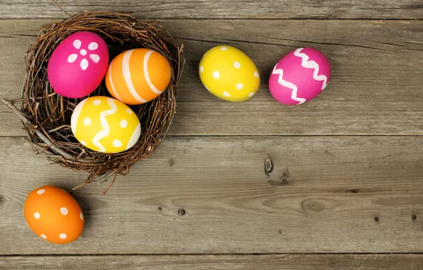 Picture eggs, colorful, Easter, happy, wood, spring, Easter, eggs, holiday
