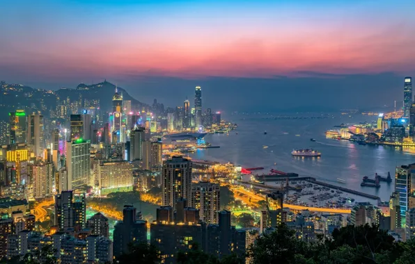 Picture the city, Hong Kong, China, night city