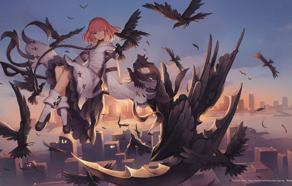 Picture birds, anime, art, crows, Forever 7th Capital