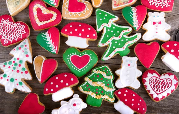Picture new year, cookies, Christmas, cakes, sweet, glaze, cookies