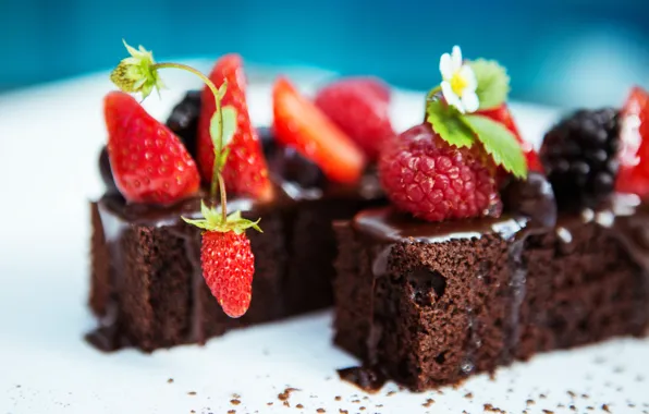 Picture berries, cake, dessert, chocolate