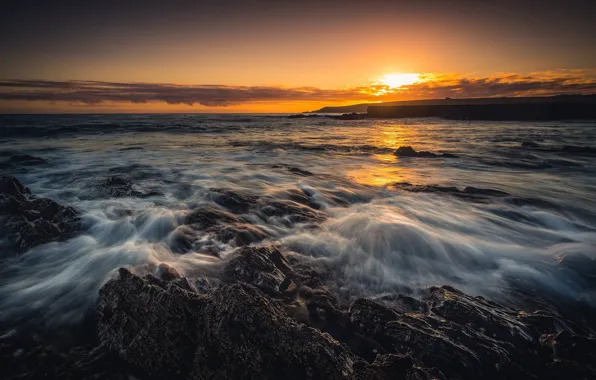 Picture sunset, coast, Scotland, Scotland, Aberdeenshire