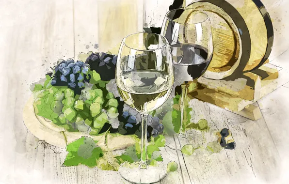 Picture wine, picture, glasses, grapes