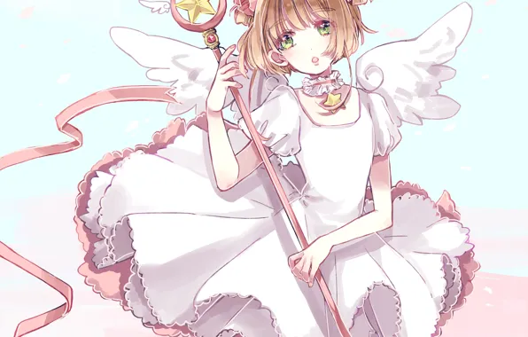 Picture wings, angel, dress, girl, Card Captor Sakura, Sakura - collector cards