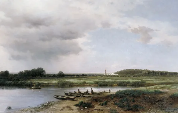 Picture landscape, oil, picture, canvas, Lev Kamenev, Views of the River Kazanka river