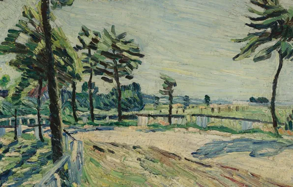 Picture road, trees, landscape, Sunset, picture, Francis Picabia, Francis Picabia