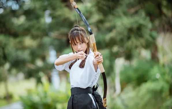 Picture girl, bow, arrow