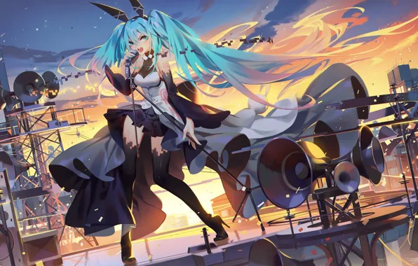 Picture girl, music, anime, Vocaloid