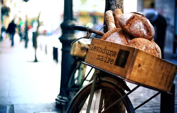 Picture bike, bread, bokeh