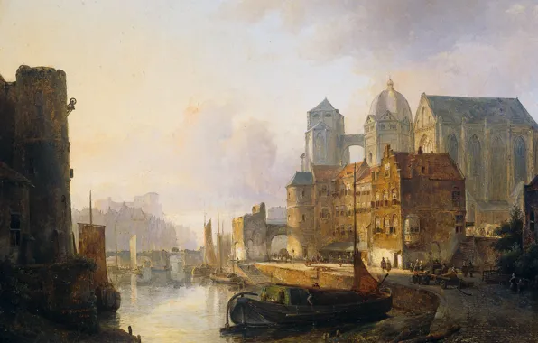 Picture picture, the urban landscape, Caspar Carsen, A fantastic City on the River with the Cathedral …