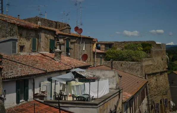 Picture Home, Roof, Italy, Linen, Italy, Tuscany, Italia, Toscana, Tuscany, Pitigliano, Pitigliano