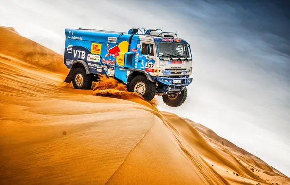 Picture The sky, Sand, Nature, Sport, Speed, Truck, Race, Master, Beauty, Russia, Beast, 307, Kamaz, Rally, …