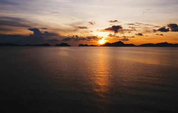 Picture sea, sunset, rocks, Philippines, Palawan