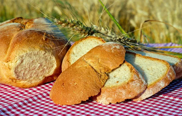 Picture spikelets, bread, slices, loaf