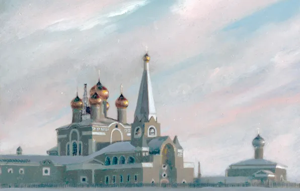 Picture Winter, Church, temple, Aibek Begalin, Two thousand one, Landscapes Of Karaganda