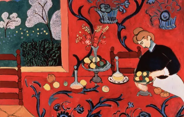 Picture interior, picture, The Red Room, Henri Matisse, Henri Matisse, Harmony in Red