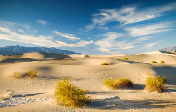 Picture sand, the sky, clouds, dunes, CA, USA, California, Death Valley