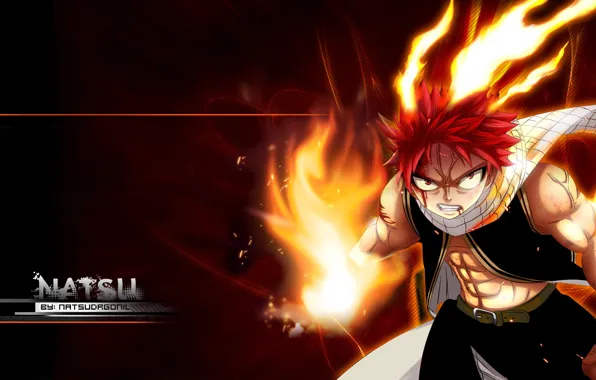 Picture fire, anime, art, guy, Fairy Tail, Natsu, Fairy tail, Dragneel
