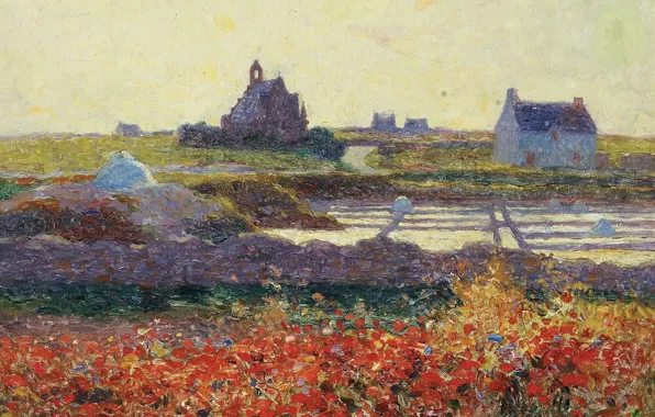 Picture landscape, picture, Ferdinand du Puigaudeau, Ferdinand du Plegado, Salt marsh near Croisic
