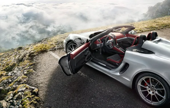 Picture white, mountains, convertible, Porsche