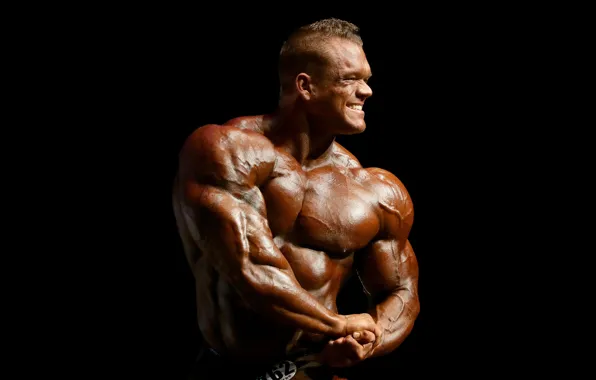 Picture pose, hairstyle, muscle, muscle, bodybuilding, background black, bodybuilder, biceps, bodybuilder, Dallas McCarver, Dallas McCarver