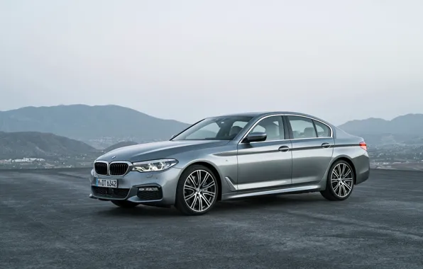 Picture the sky, mountains, grey, BMW, sedan, side view, Playground, 540i, 5, M Sport, four-door, 2017, …