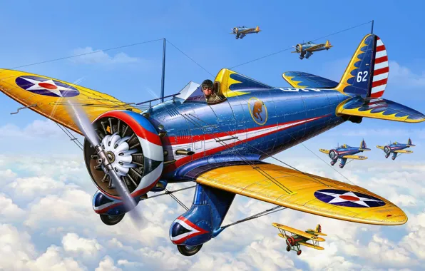 Picture Boeing, Single, Peashooter, American fighter, P-26