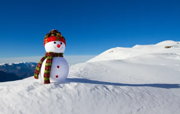 Picture winter, snow, New Year, Christmas, snowman, happy, Christmas, winter, snow, Xmas, snowman