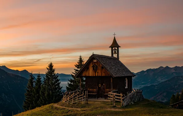 Picture mountains, Austria, Alps, Church, Church
