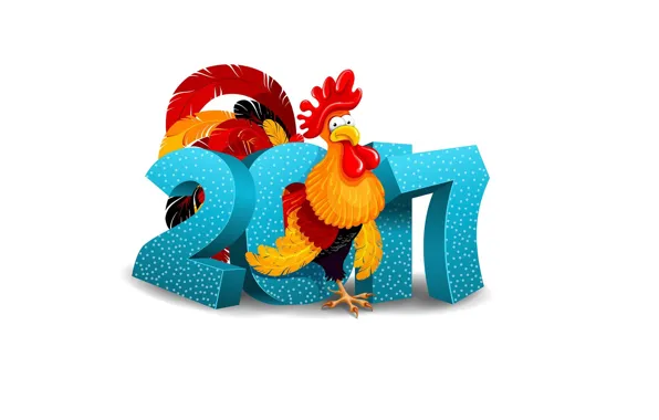Picture mood, new year, art, cock, vetor