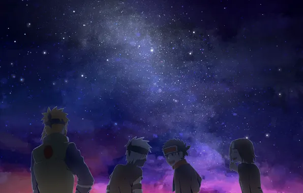 Picture the sky, stars, night, star, the milky way, Naruto, night, night sky, Hatake Kakashi, Nohara …