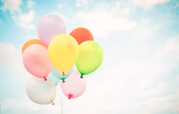 Picture summer, the sun, happiness, balloons, stay, colorful, summer, sunshine, happy, balloon