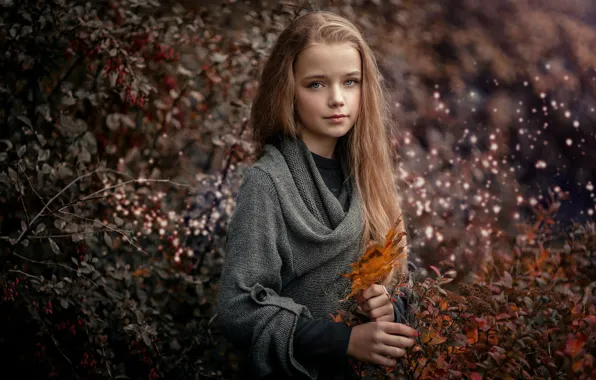 Picture autumn, treatment, girl, the beauty