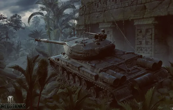 Picture weapons, jungle, tank, World of Tanks, IS - 4M
