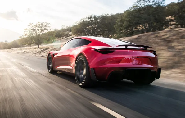 Picture Roadster, speed, rear view, Tesla, 2020