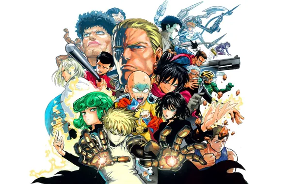 Picture anime, man, hero, asian, manga, japanese, oriental, asiatic, powerful, strong, muscular, yuusha, One Punch Man, …