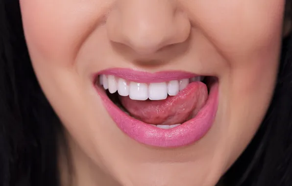 Picture woman, tongue, mouth, teeth