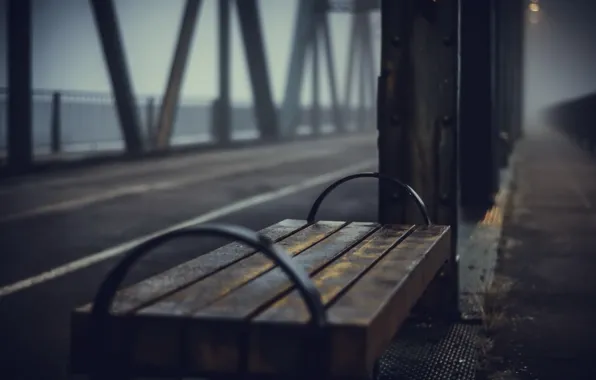 Picture bridge, fog, bench