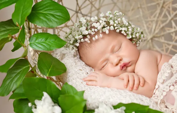 Picture flowers, child, colors, garland, Baby, newborn