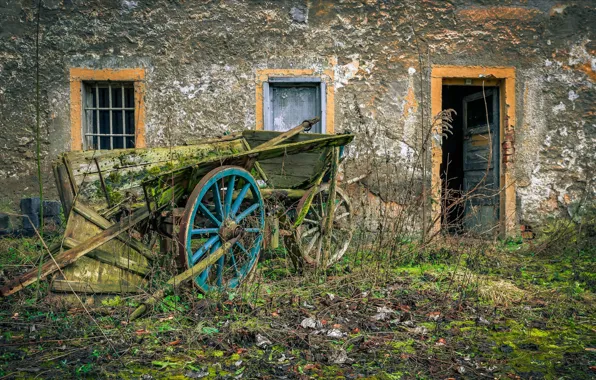 Picture house, background, cart