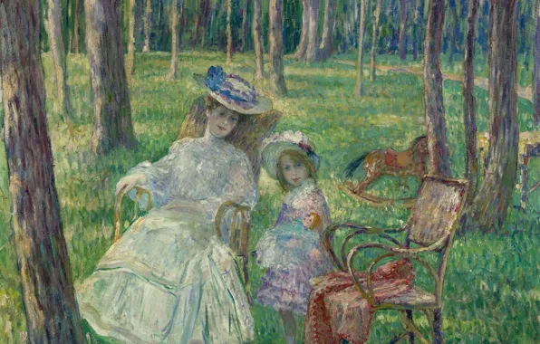 Picture picture, Henri Lebasque, Henri Lebacq, Mother and Daughter in the Park