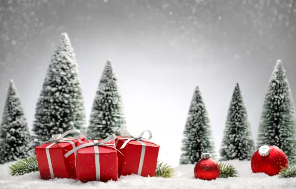 Picture snow, tree, Christmas, gifts, New year, Christmas, Photos, vectors